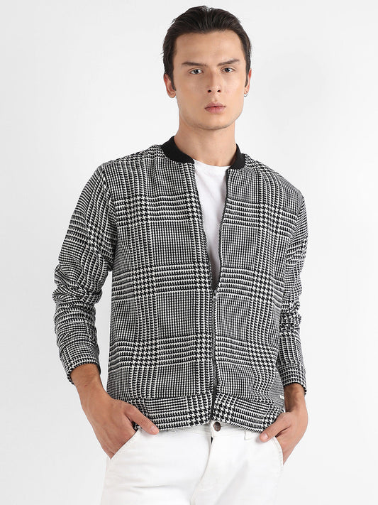 Zip-Front Houndstooth Jacket