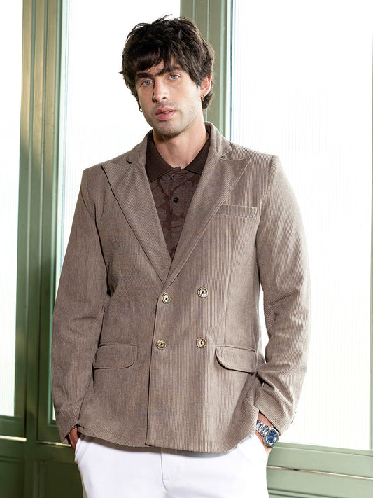 Double-Breasted Corduroy Blazer