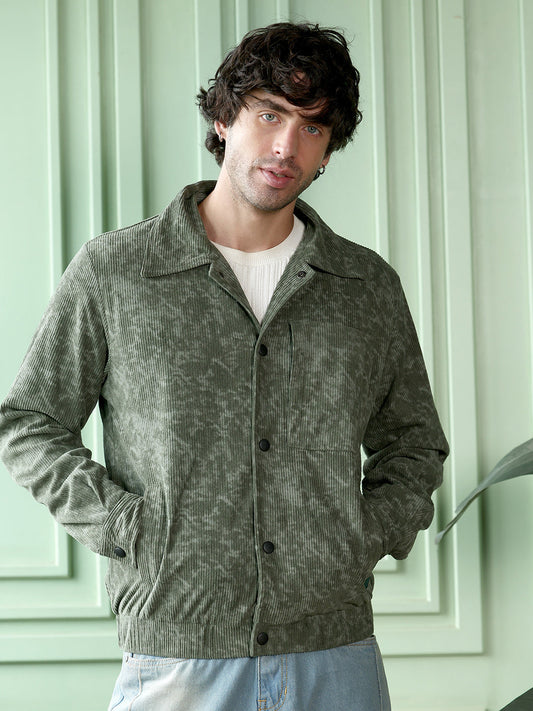 Faded-Corduroy Utility Bomber Jacket