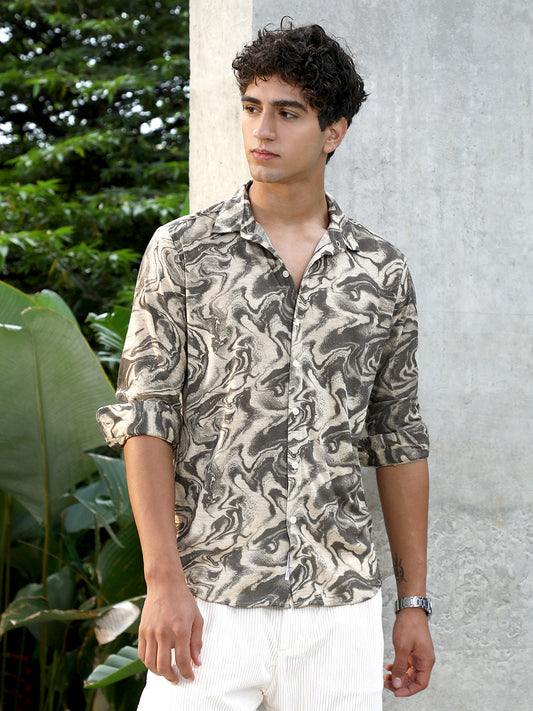Fluid-Marble Textured Shirt