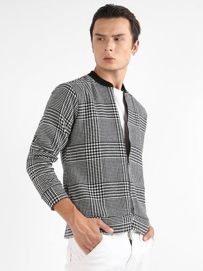 Zip-Front Houndstooth Jacket