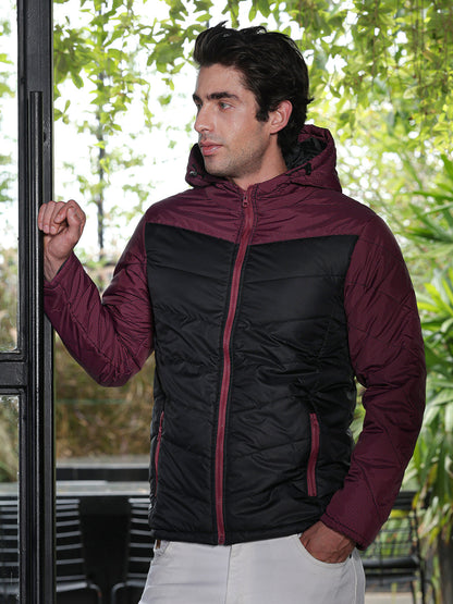 Block-Graph Quilted Puffer Jacket