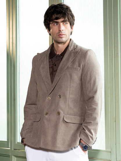 Double-Breasted Corduroy Blazer