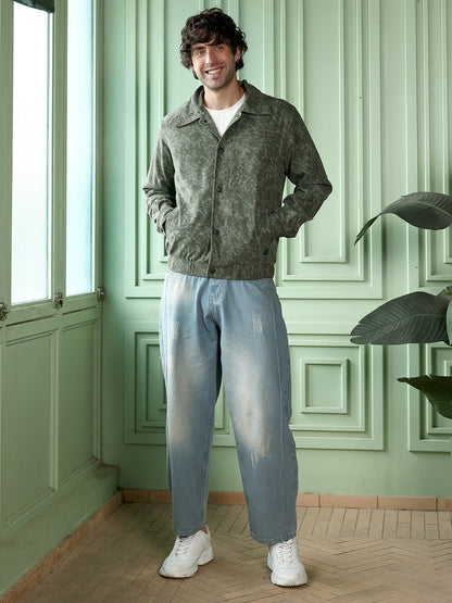 Faded-Corduroy Utility Bomber Jacket