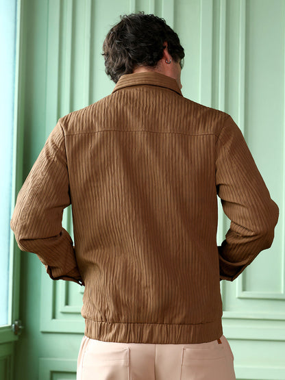 Zip-Front Crushed-Tactile Jacket