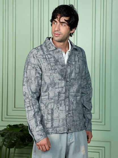 Abstract Jacquard-Denim Jacket