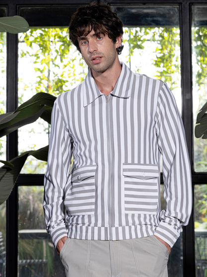 Zip-Front Candy-Striped Jacket