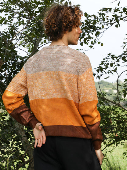Contrast Panel Pullover Sweater