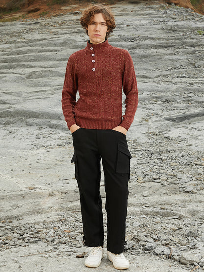 Heathered Cable-Knit Sweater