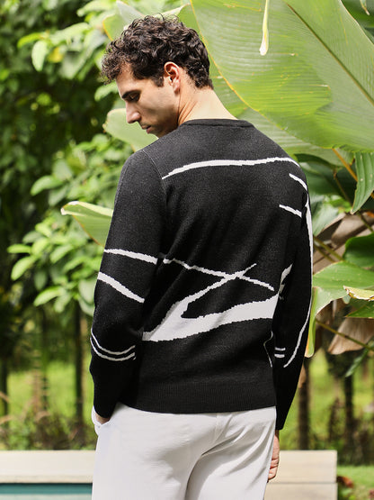 Mono-Abstract Pullover Sweater