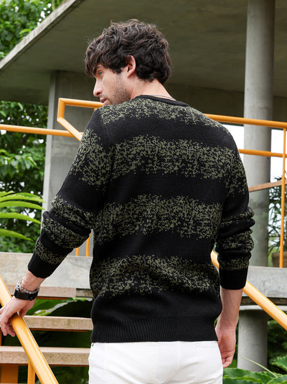 Ditsy-Panel Pullover Sweater