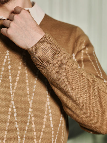 Zigzag-Jacquard Pullover Sweater