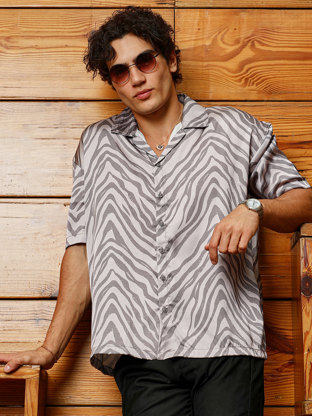 Zebra Satin Oversized Shirt