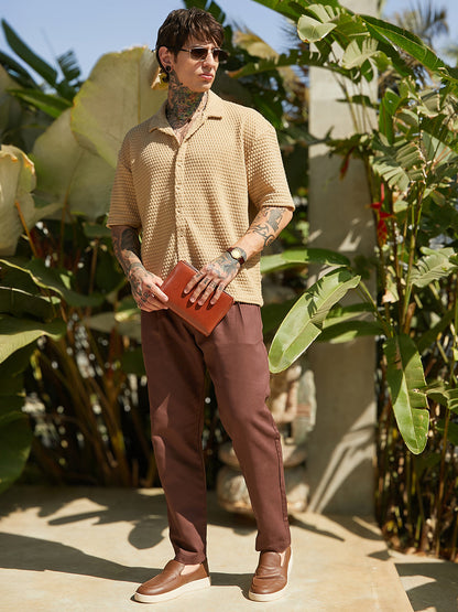 Oval-Tactile Knit Oversized Shirt