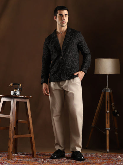 Crushed Shawl Collar Oversized Shirt