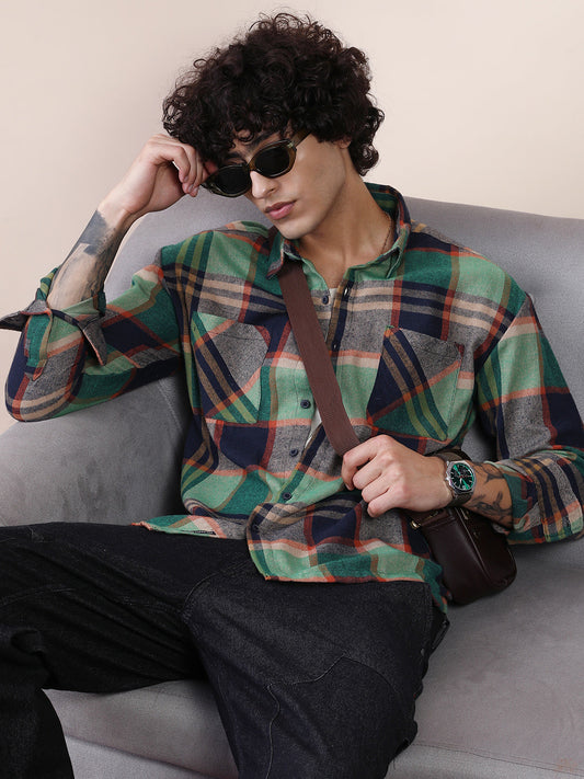 Plaid-Check Utility Shacket