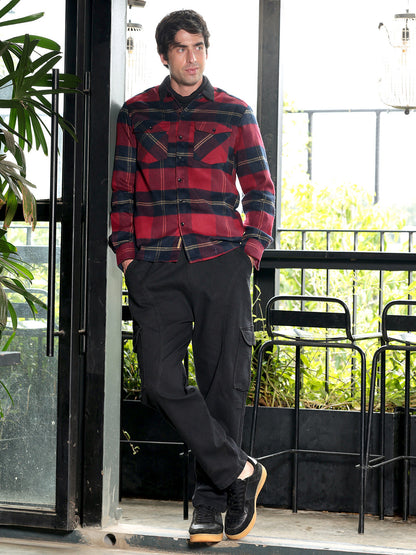 Contrast-Tartan Shacket