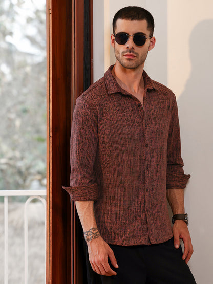 Regular Fit Textured Casual Shirt