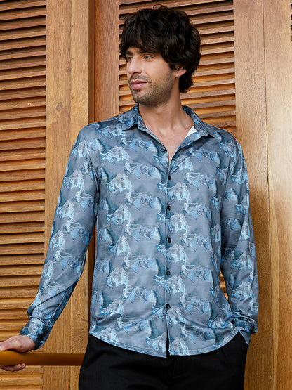 Panel-Swirl Imprint Shirt