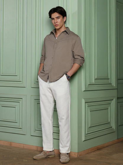 Men's Khaki Solid Shirt