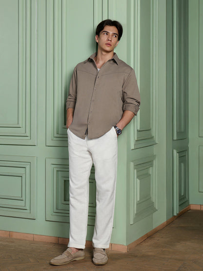 Men's Khaki Solid Shirt