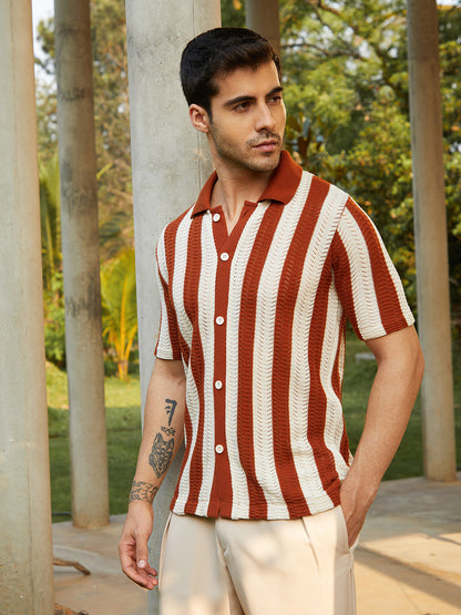 Panel-Knit Polo Shirt