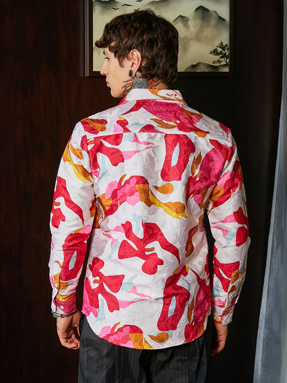 Floral-Tactile Relaxed Shirt
