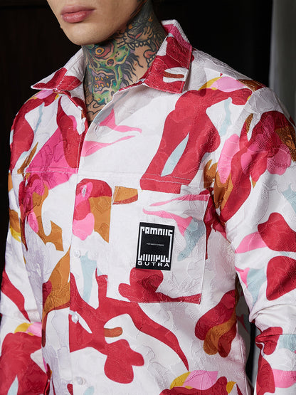 Floral-Tactile Relaxed Shirt