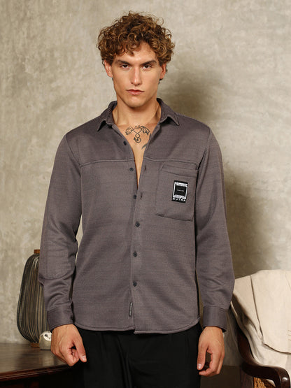 Ribbed-Knit Utility Shirt