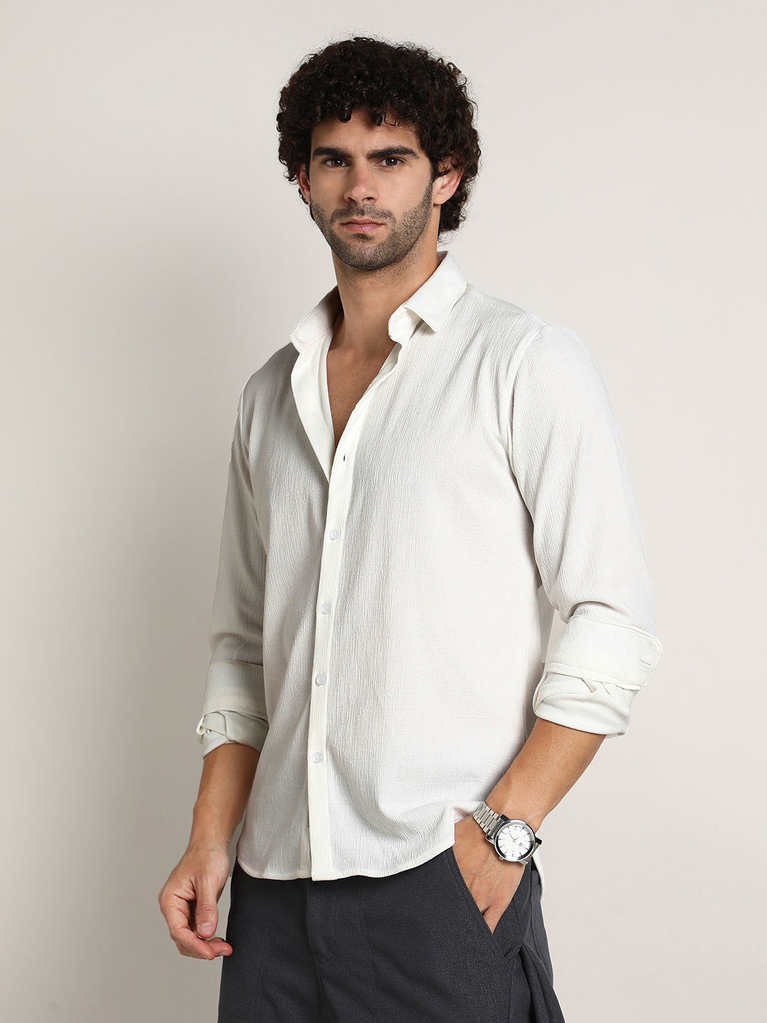 Solid Jaquard Shirt