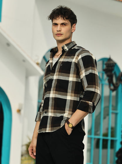 Pixelated-Check Relaxed Shirt