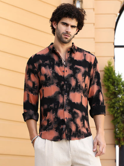 Smudged-Block Regular Shirt