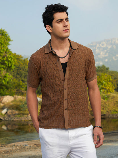 Swirl-Knit Polo Shirt