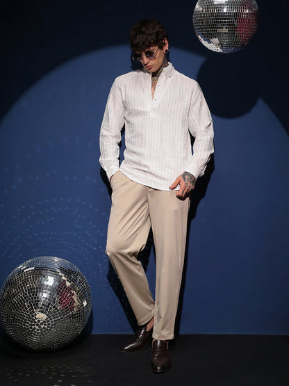 Edge-Lined Half-Placket Shirt