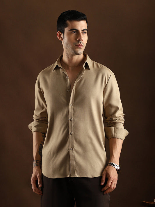 Solid Waffle-Weave Shirt
