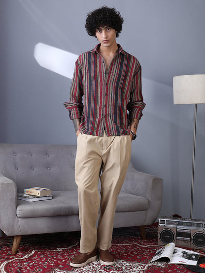Multitrack-Striped Woven Shirt