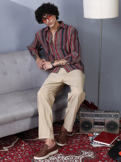 Multitrack-Striped Woven Shirt