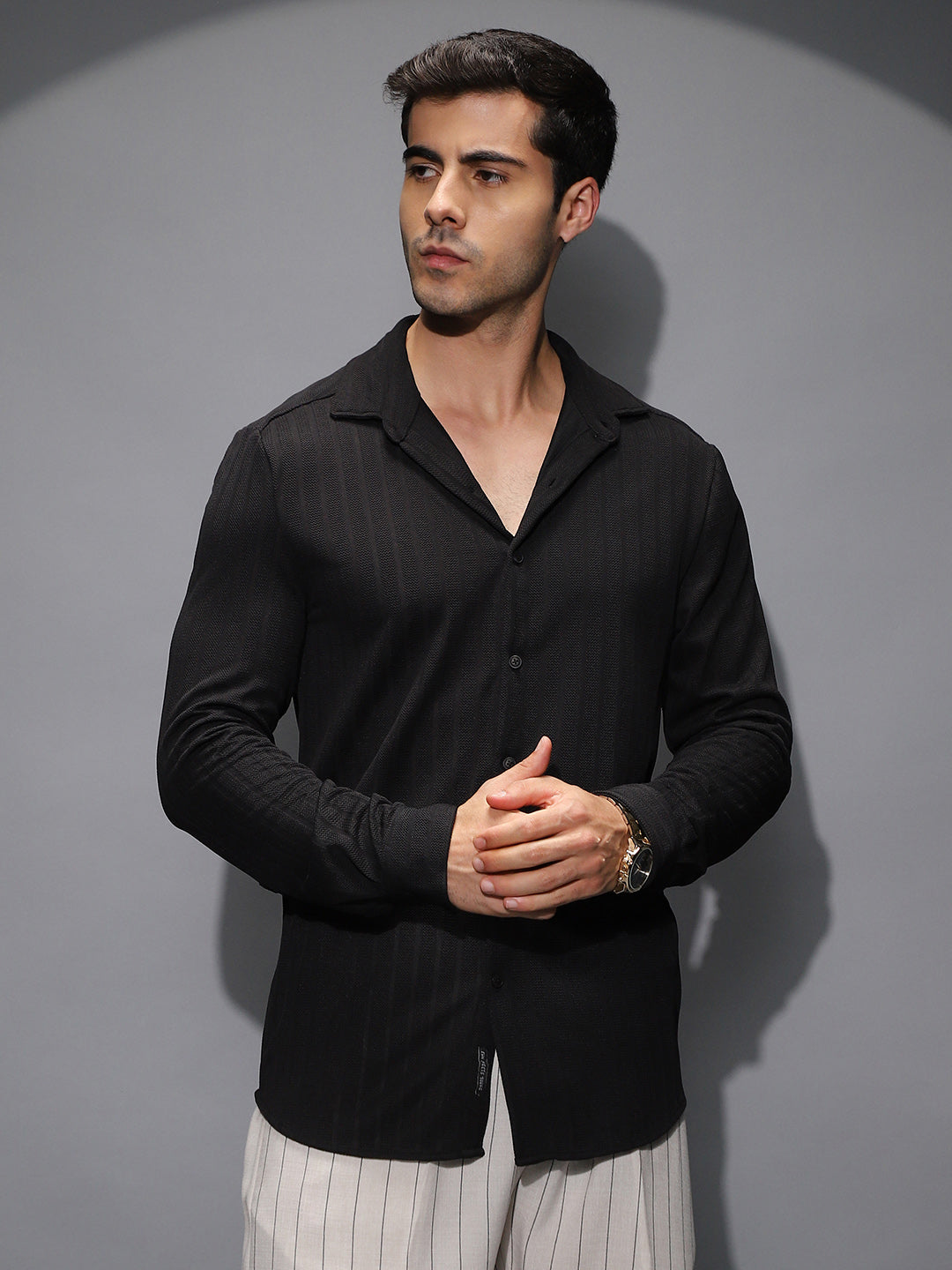 Chevron-Panel Tactile Shirt