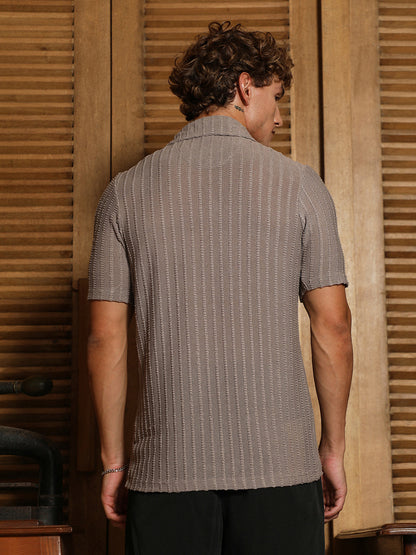 Cross-Stitch Stripe Knit Shirt