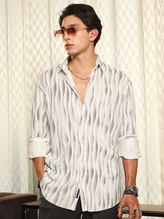 Metallic-Gradient Pleated Shirt