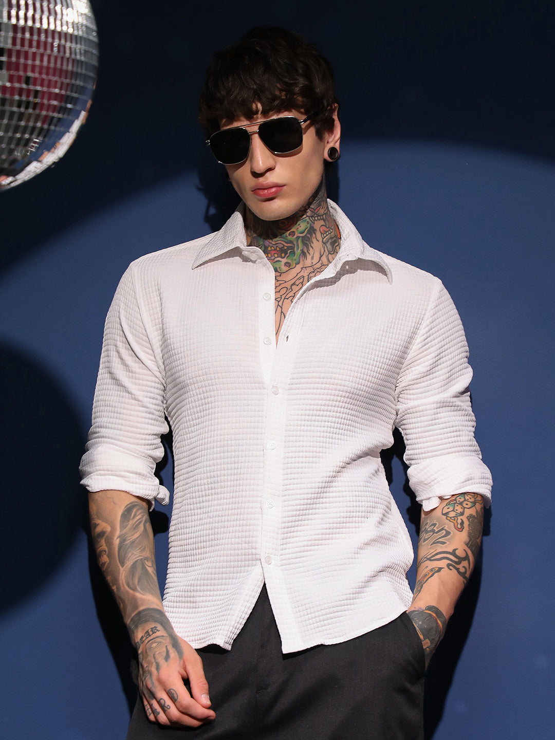 Grid-Textured Shirt