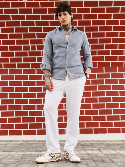 Self-Jacquard Check Shirt
