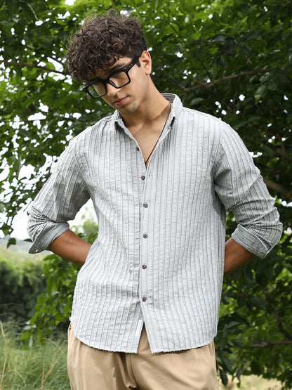 Edgy-Stripe Jacquard Shirt