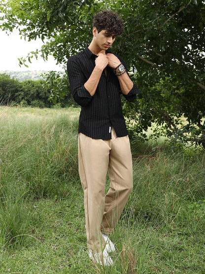 Edgy-Stripe Jacquard Shirt