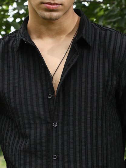 Edgy-Stripe Jacquard Shirt