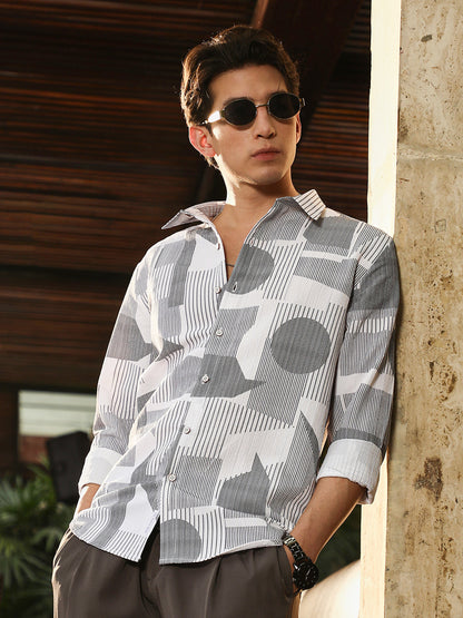 Abstract-Geometric Imprint Shirt