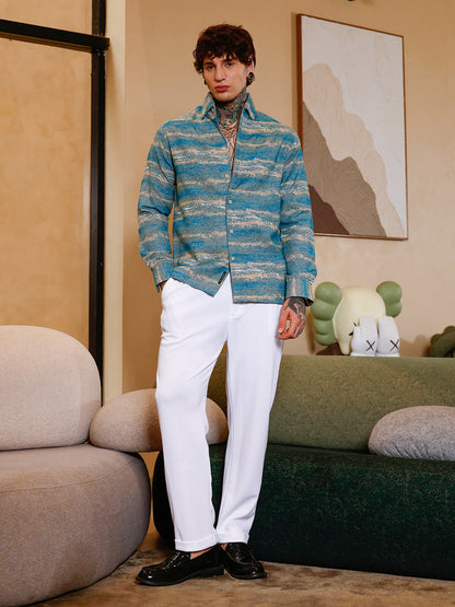 Gradient-Strokes Jacquard Shirt