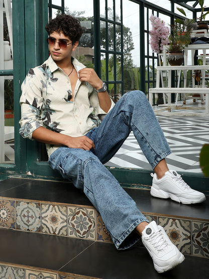 Imprinted Foliage Textured Shirt