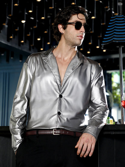 Single-Breasted Sheen Shirt