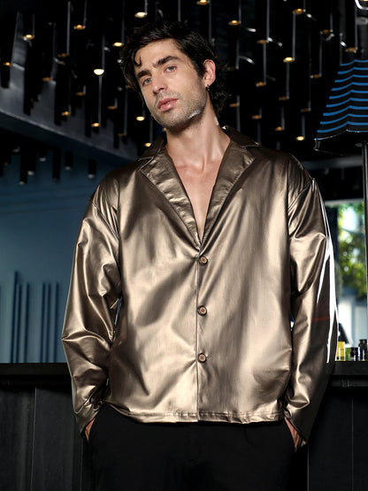 Single-Breasted Sheen Shirt